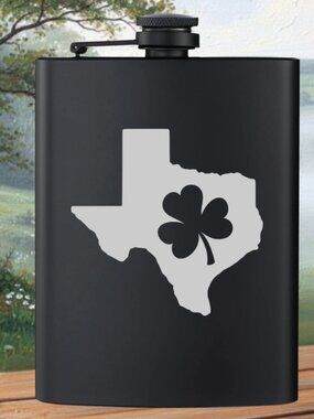 Personalized Country Texas State Irish Black Flask | Texas | Texas Gift | Flask